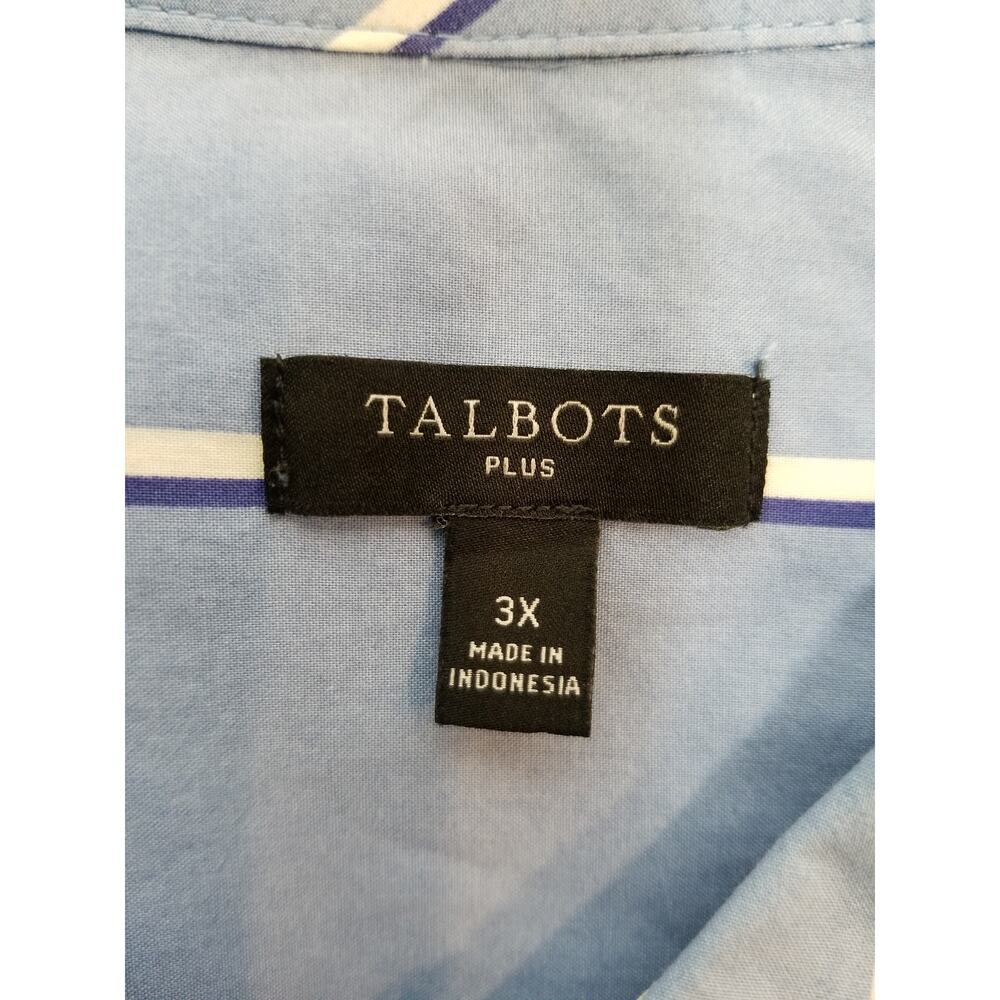 Talbots Women's Blue White Striped Dress Button Up Shirt Cotton Size 3X - Picture 3 of 7